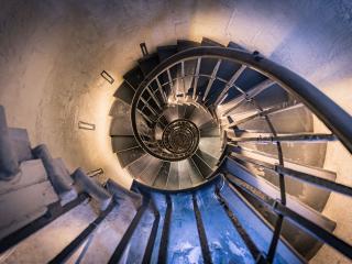 The 311 step staircase to the top of The Monument to the Great Fire of London
