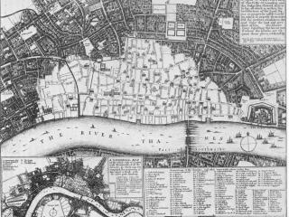 Map showing the area of London destroyed by the Great Fire