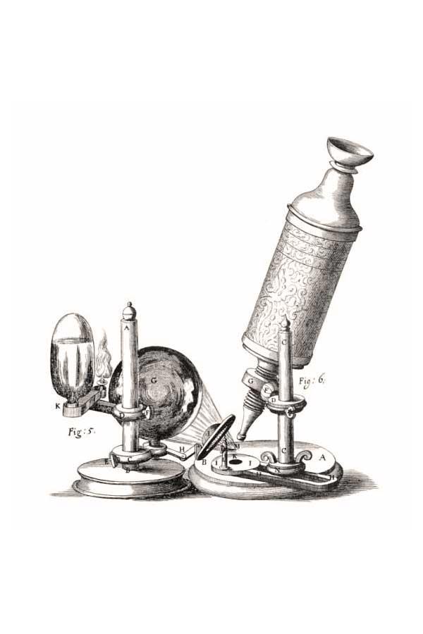 Hooke's microscope, from an engraving in Micrographia