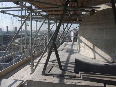 scaffolding at the top of the monument to the Great Fire of London